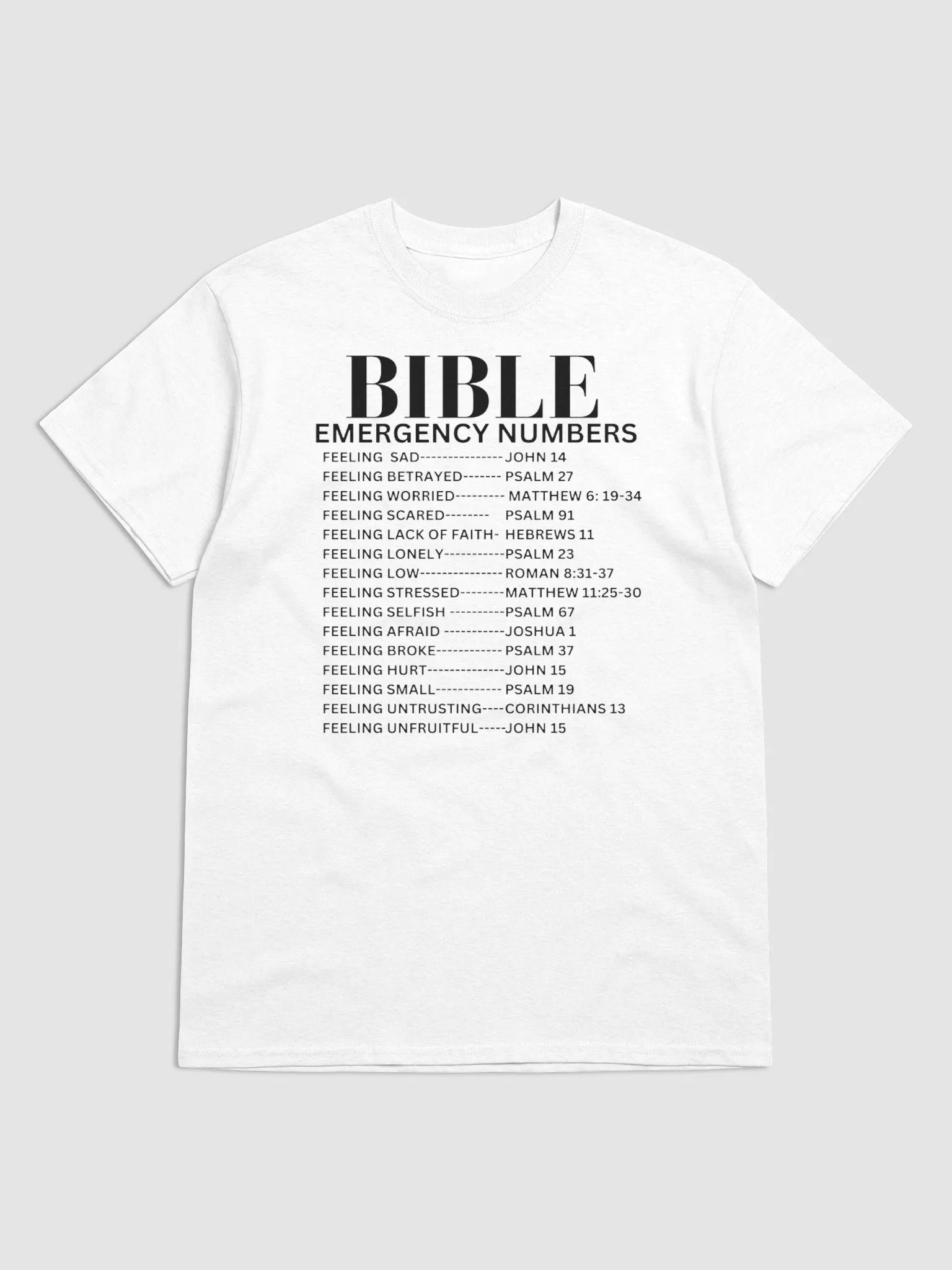 BIBLE EMERGENCY NUMBERS T-SHIRT product image (1)