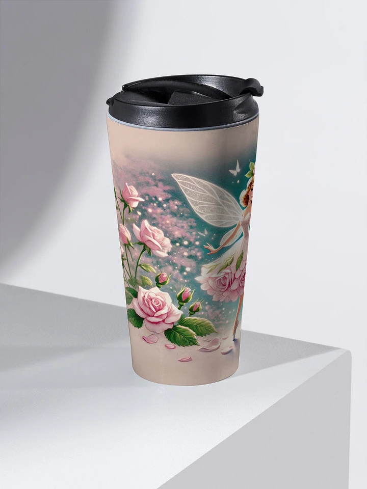 Whimsical Pink Rose Fairy Stainless Steel Travel Mug product image (2)