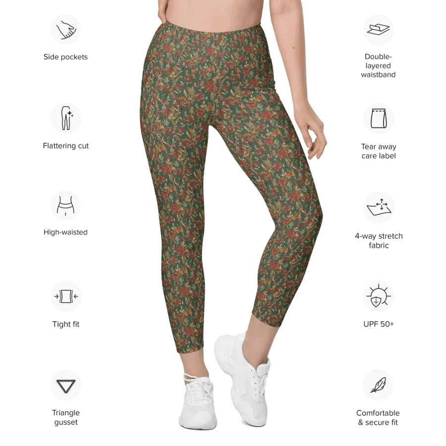 Brown All-Over Print Leggings with Pockets product image (10)