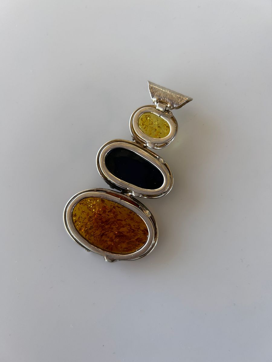 Baltic Green Yellow Amber 925 Sterling Silver Pendant product image (5)