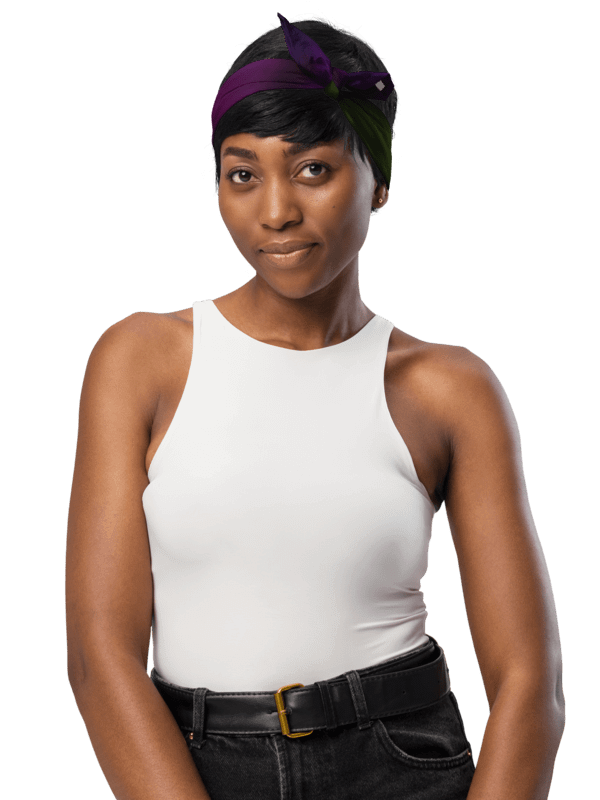 Bandana Tuch - leuchtend gelbe Blüte vor violettem Hintergrund product image (8)