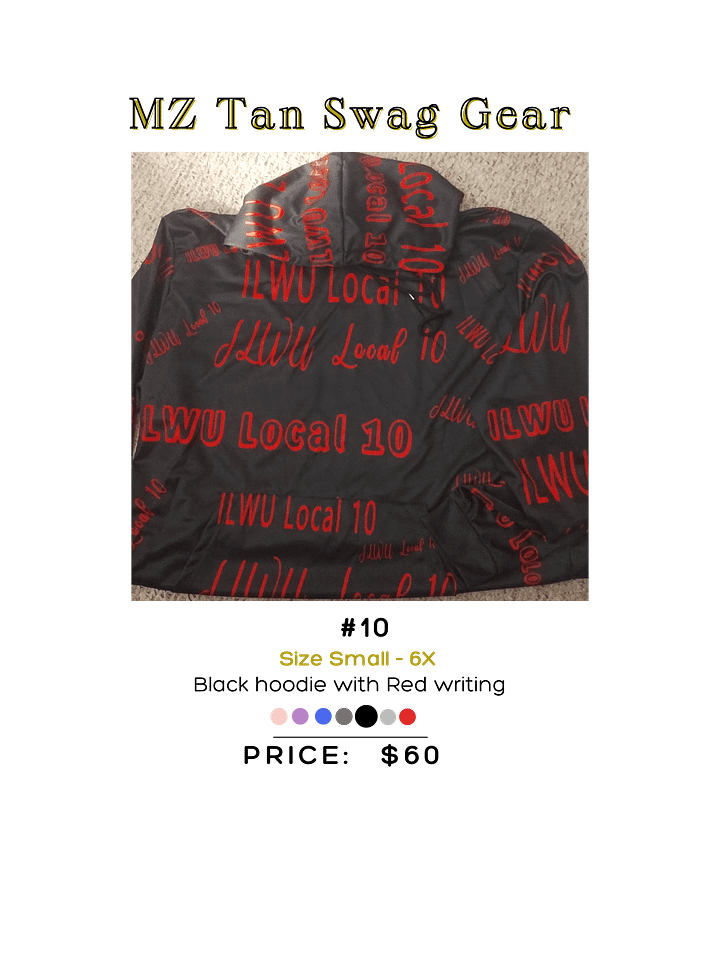 Black and Red All over ILWU local 10 hoodie product image (1)