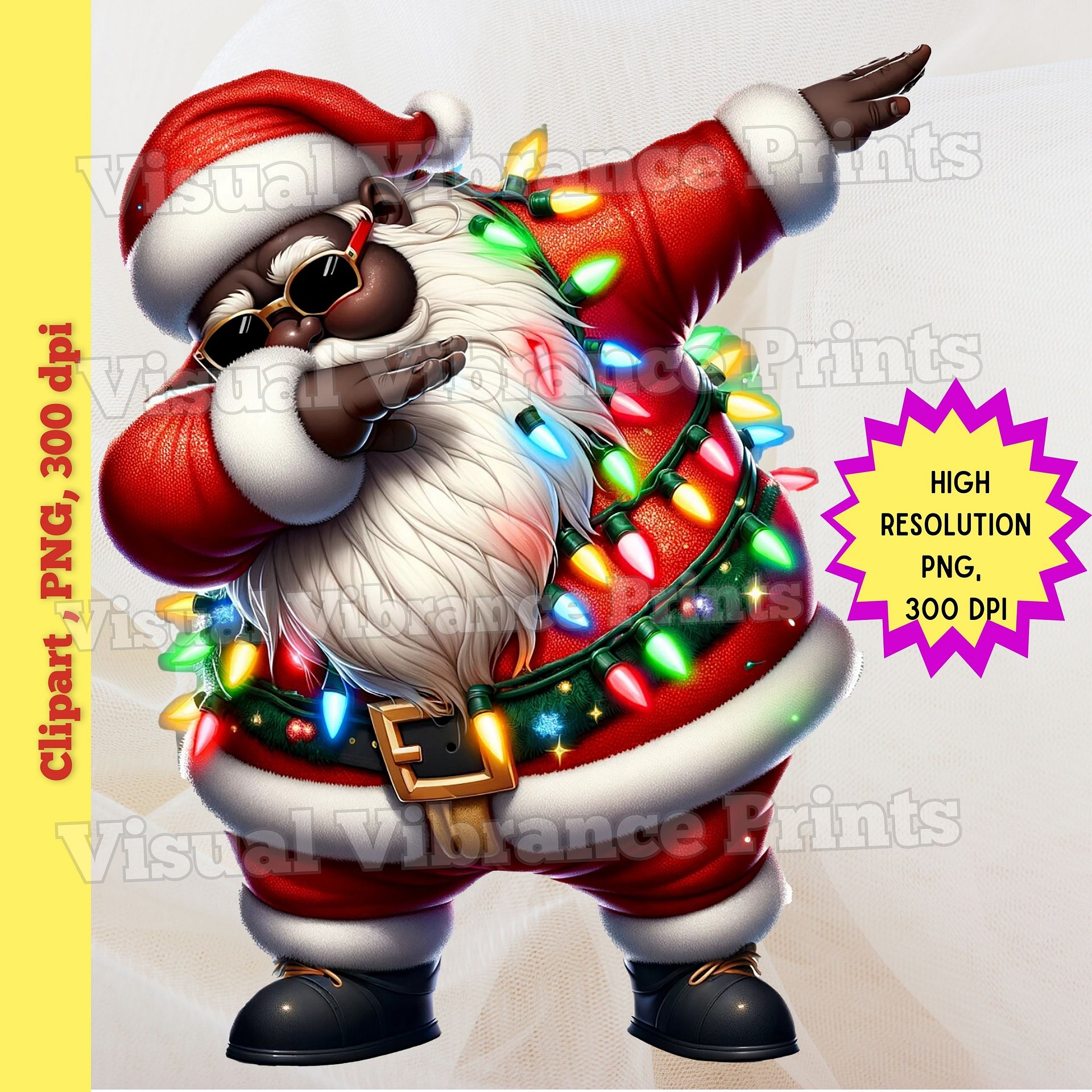 Dabbing Santa African American PNG, INSTANT DOWNLOAD product image (1)