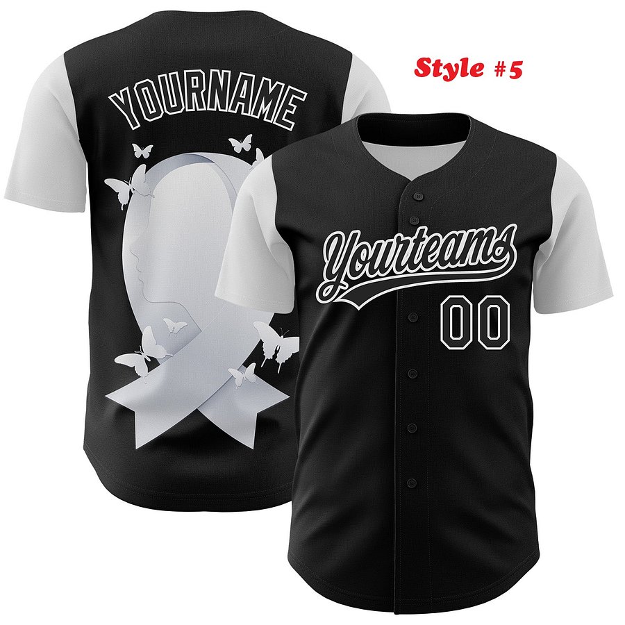 Authentic Baseball Jersey, Custom Baseball Jersey, Personalized Sport Jersey, Colorful, Flowers, Number, Logo, Love, Ribbon Gift product image (184)