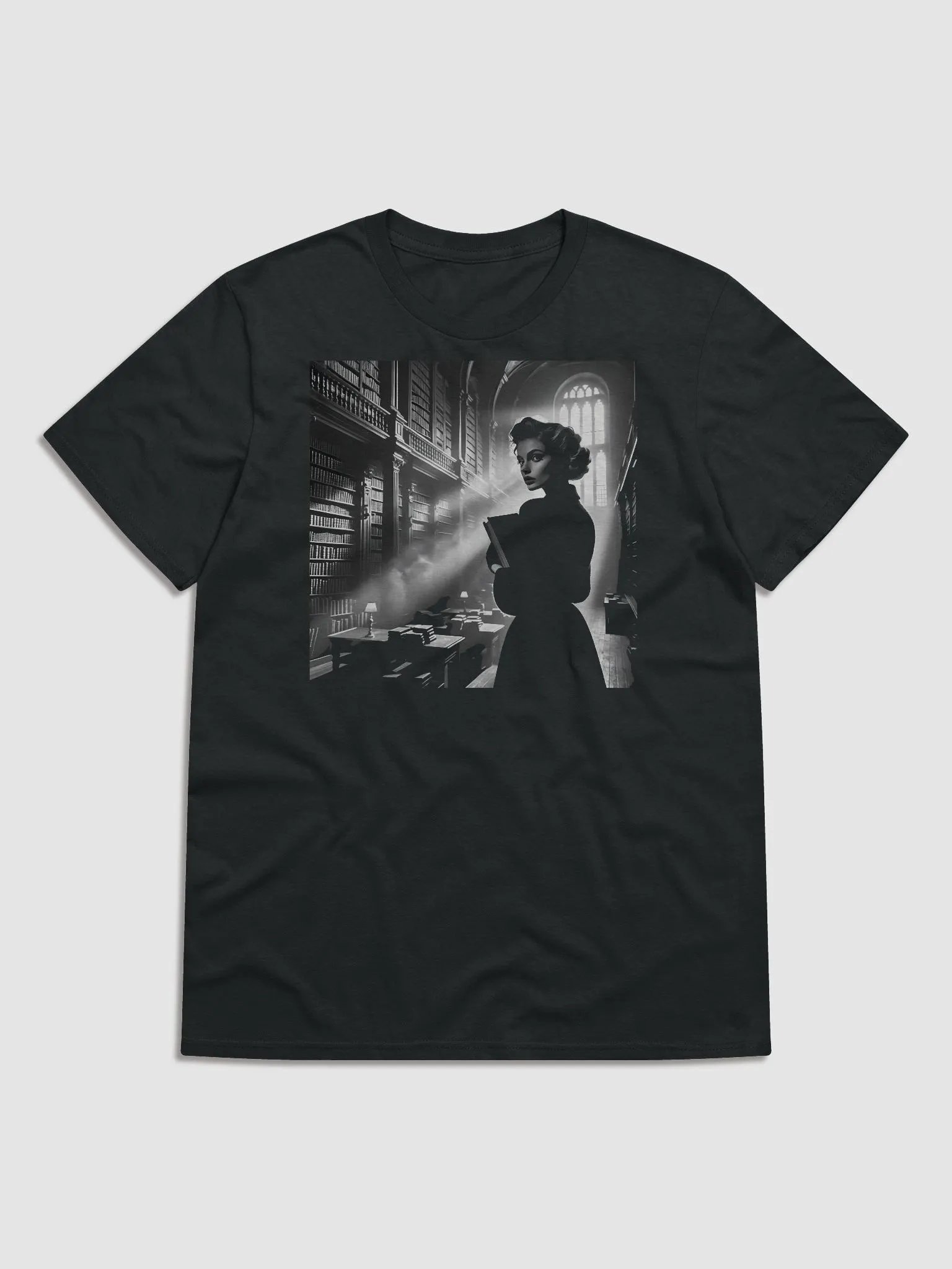 Noir Literary Enigma (Front Print Womens Tee) product image (1)