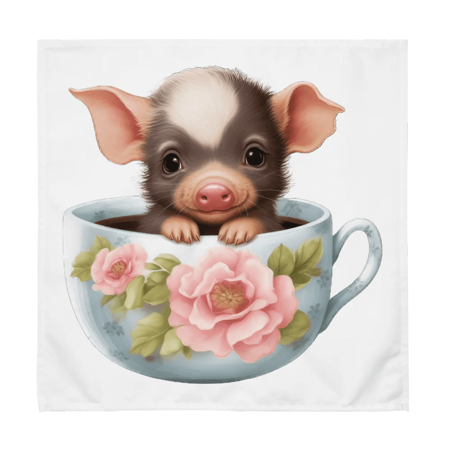 Whimsical Piglet Tea Cup Cloth Napkin Set product image (6)