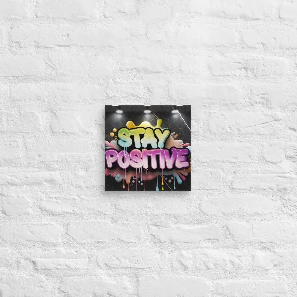 Vibrant 3D Graffiti 'Stay Positive' Canvas Wall Art - Motivational Urban Street Art for Modern Interiors product image (7)