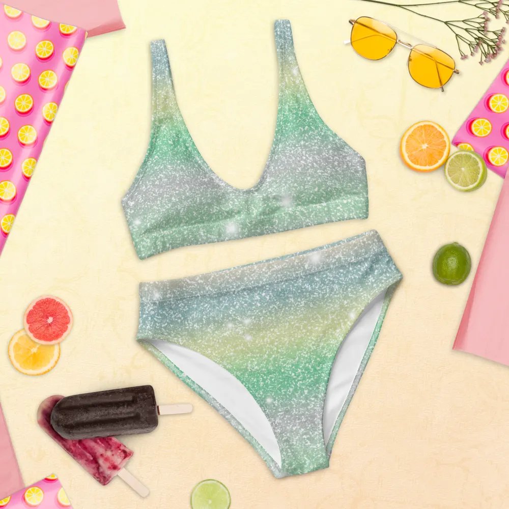 Glitter Unicorn Texture Design High Waisted Bikini (11) product image (12)