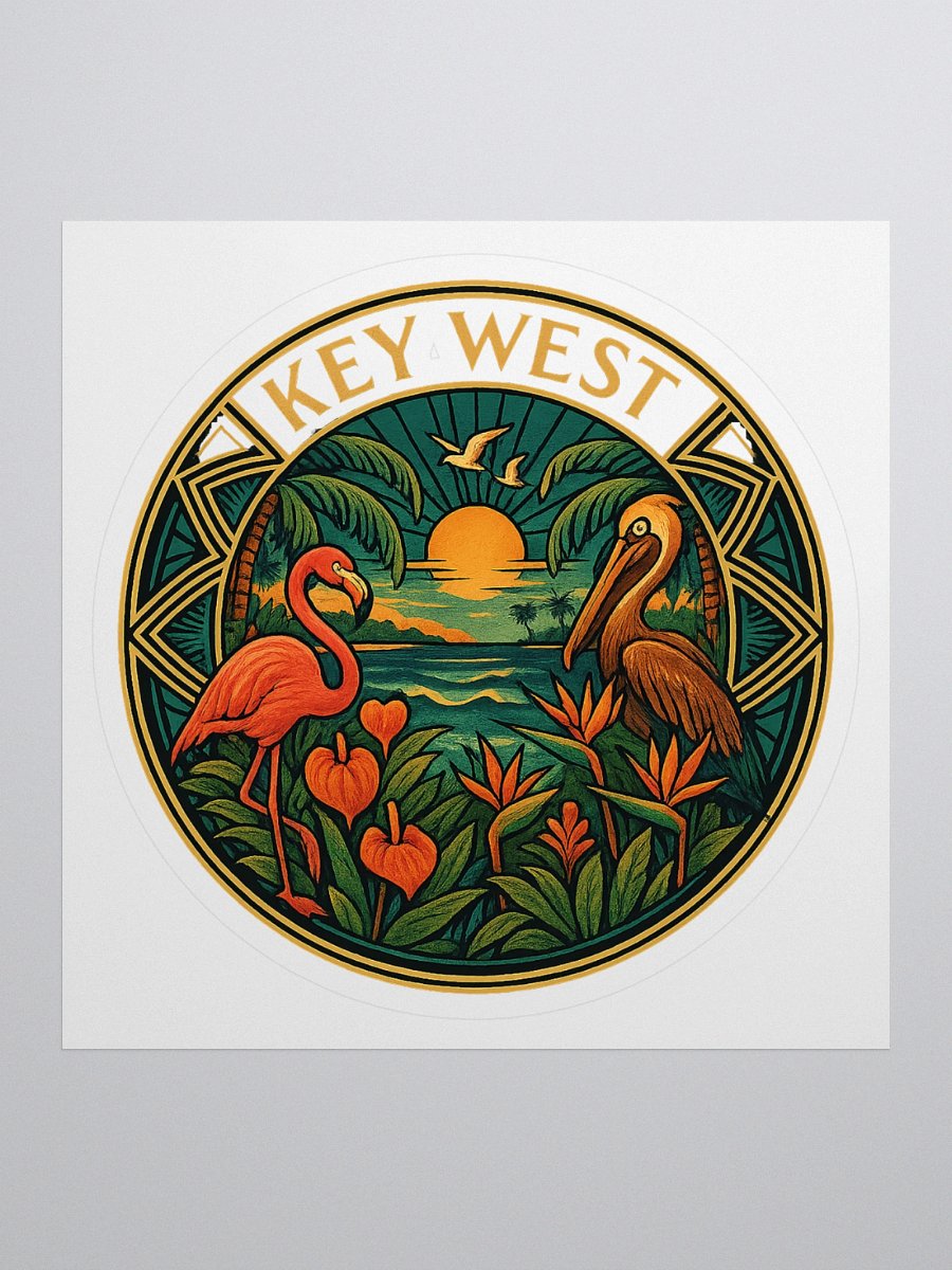 Kiss-Cut Key West Tropical Sticker with Pelican and Flamingo product image (2)