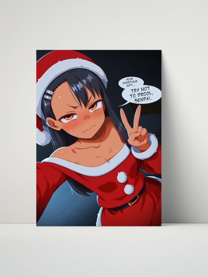 Don't Toy With Me Nagatoro Christmas Drool – Glossy 8x10 Metal Print product image (1)