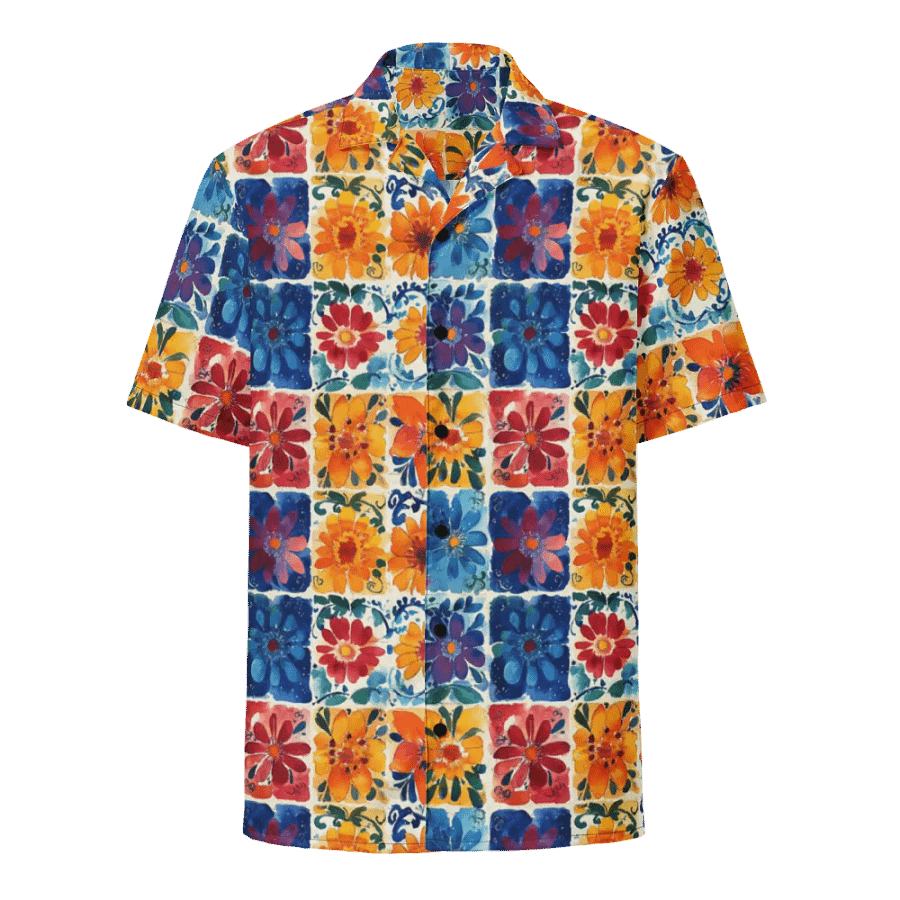 Colorful Patchwork Papel Picado Pattern-Textured Floral Hawaiian Shirt product image (1)