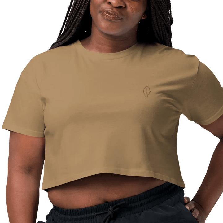 EXCLAIMING MENTALLY (L.C., brass) embroidered cotton crop top product image (8)