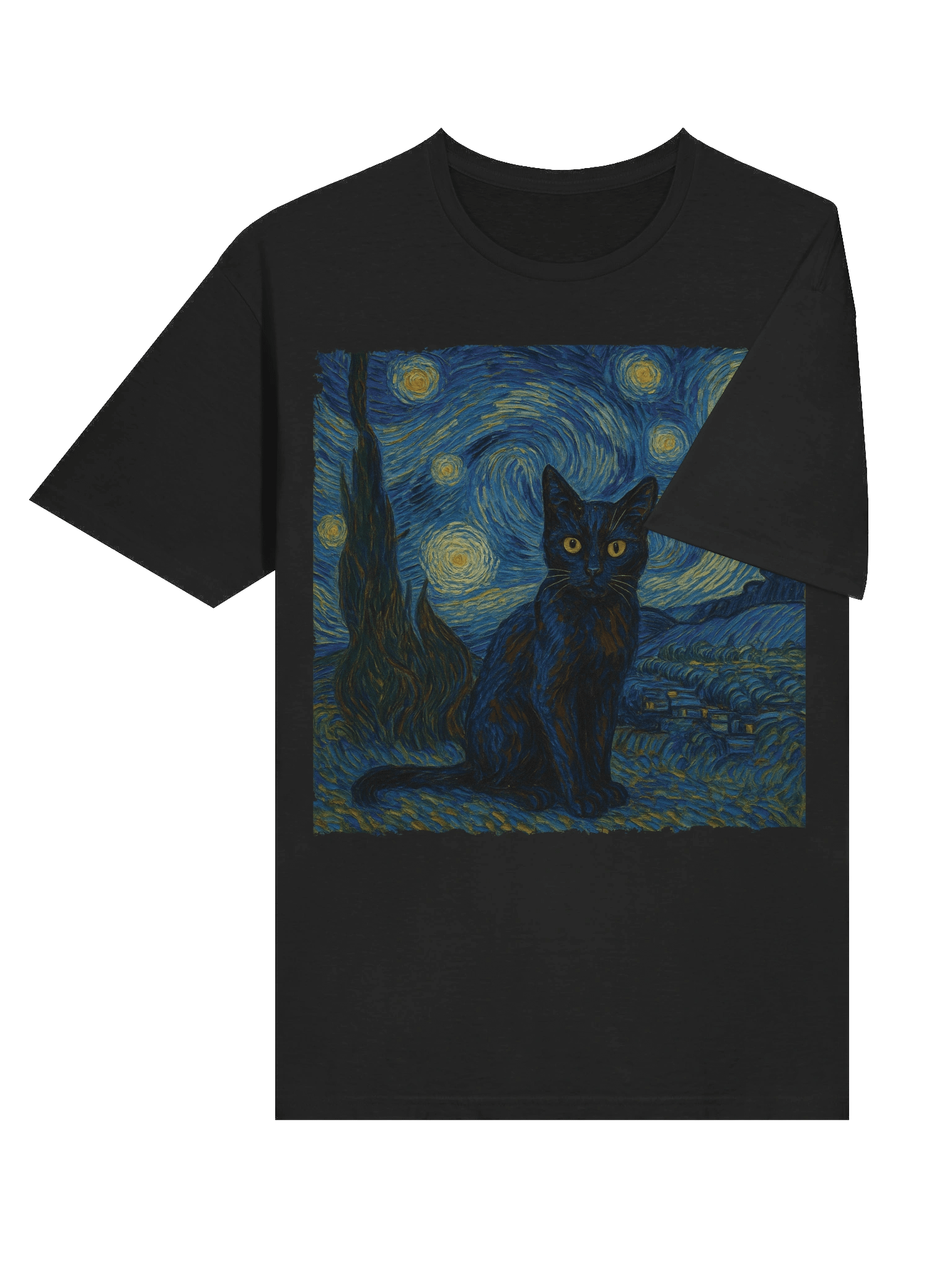 Starry Night Black Cat T-Shirt product image (76)