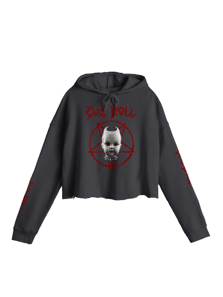 EVIL DOLL CROP HOODIE - LIGHTWEIGHT TERRY EDITION product image (1)