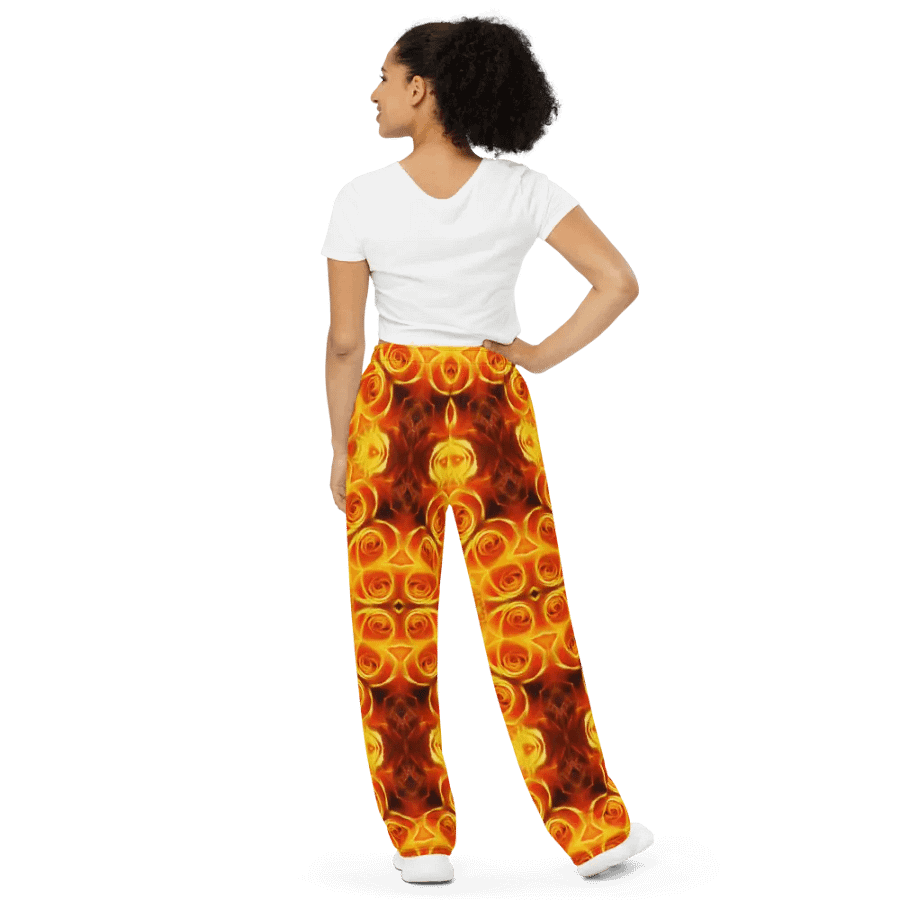Orange Flower Petal Kaleidoscope Wideleg Pants product image (4)