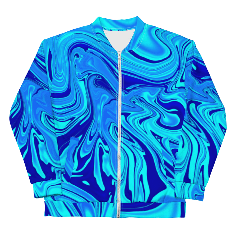 Unisex Bomber Jacket - Light and Dark Blue Digital Fluid Art product image (6)