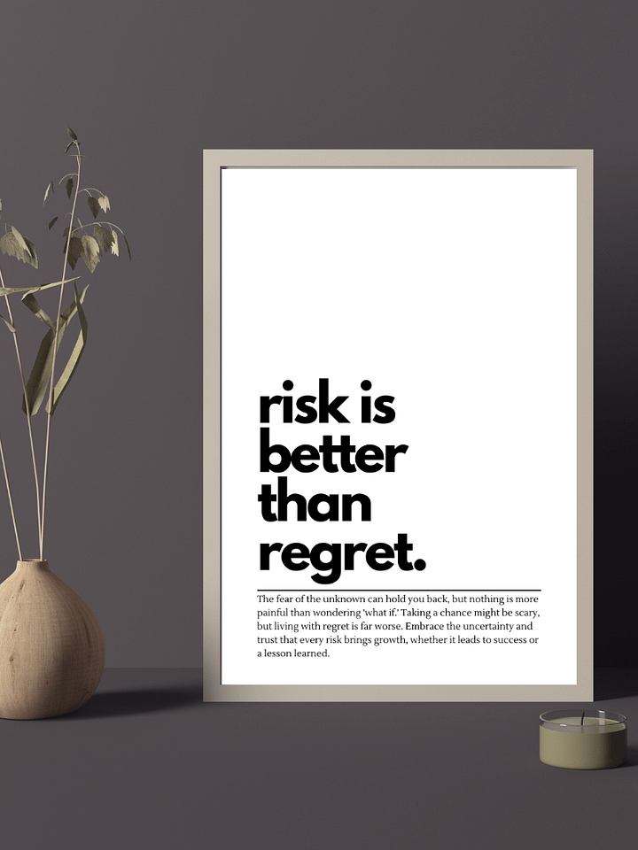 Risk Is Better Than Regret Minimalist Printable Wall Art product image (2)