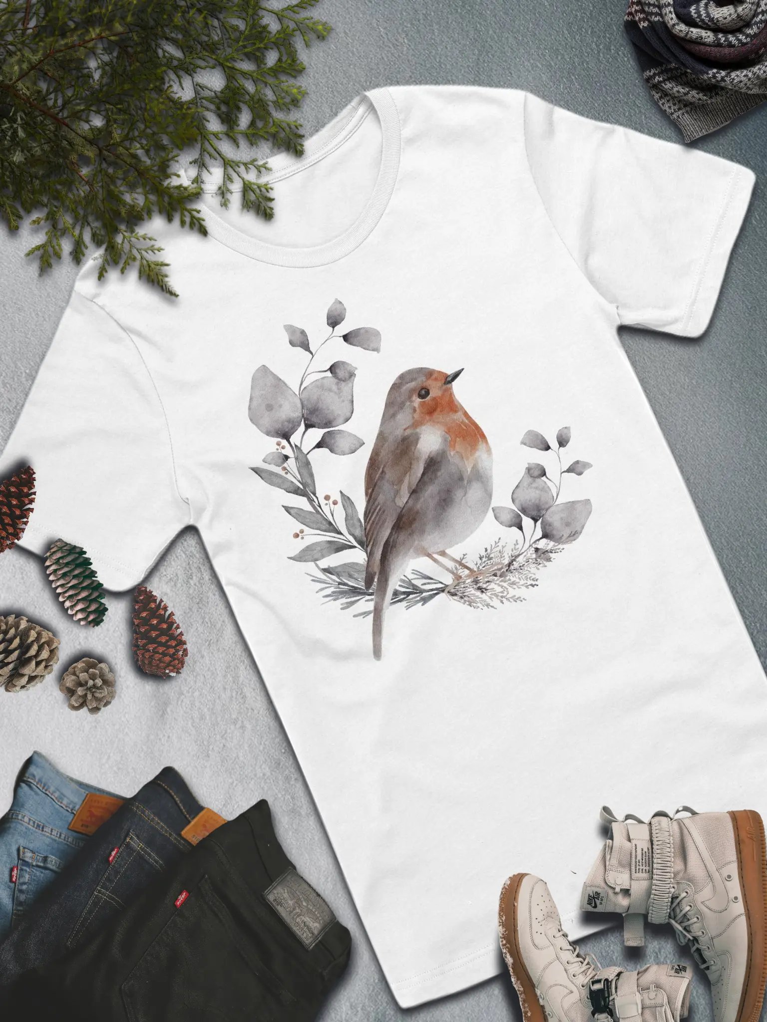 Winter Robin T-Shirt – Cozy and Nature-Inspired Fashion product image (2)
