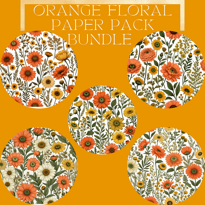 Orange Floral Paper Pack Bundle product image (1)