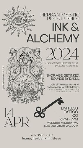 We’ve partnered up with @limitlesstattooco for the next level experience, INK&ALCHEMY. Pop out, get inked, and shop our lates...