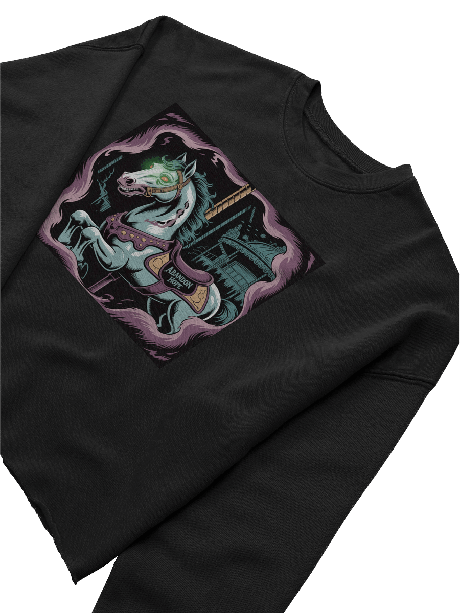 Abandoned Hope Women's Fleece Crop Sweatshirt - Black Gothic Unicorn Design by Midnight Veil Designs product image (5)