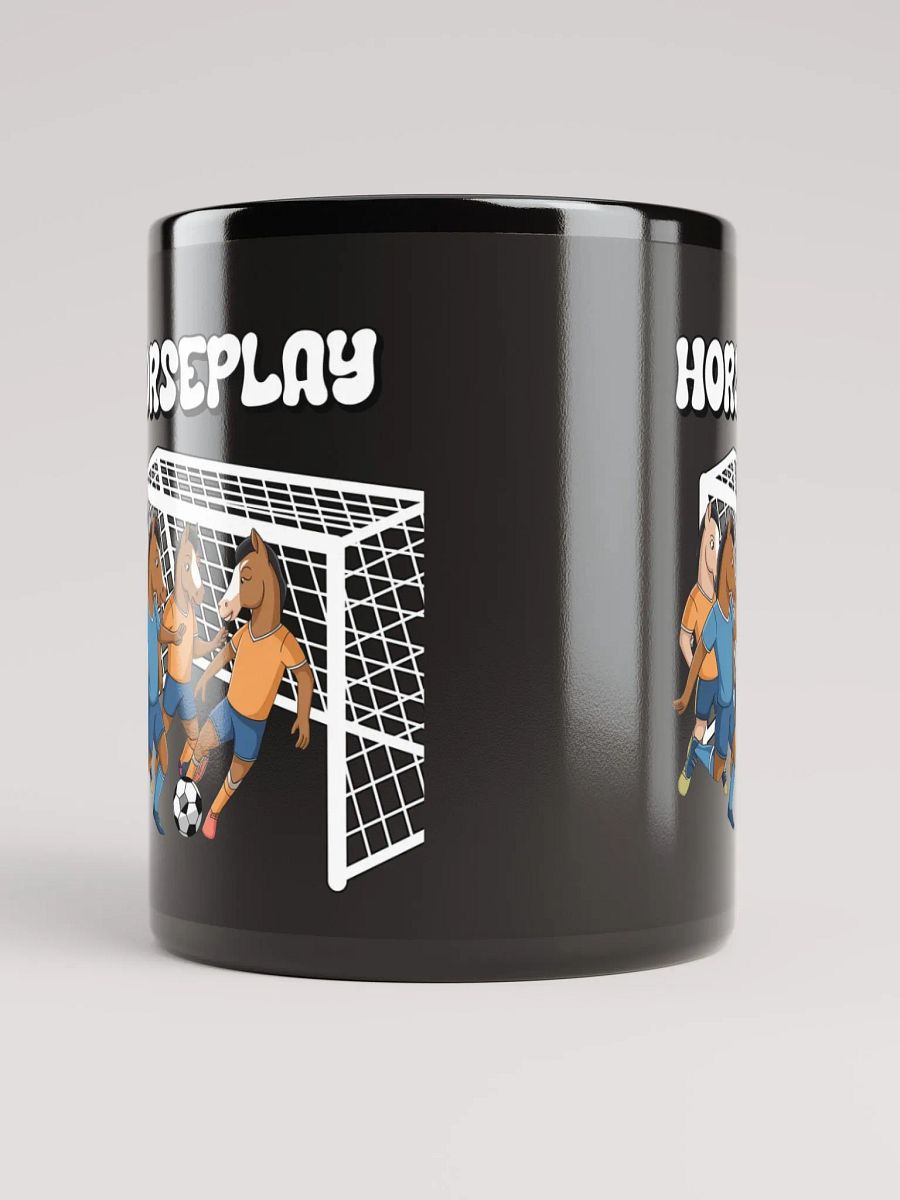 Horseplay - Horses Playing Soccer - Funny Wordplay Black Coffee Mug product image (7)