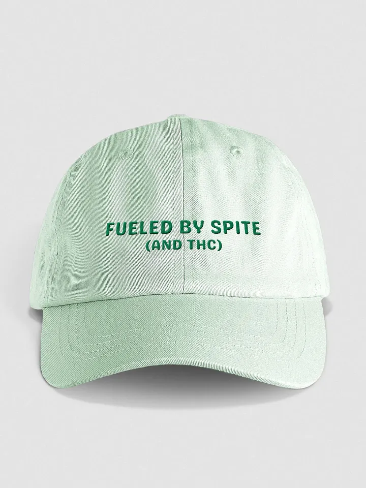 FUELED BY SPITE (green thread) embroidered pastel dad hat product image (1)