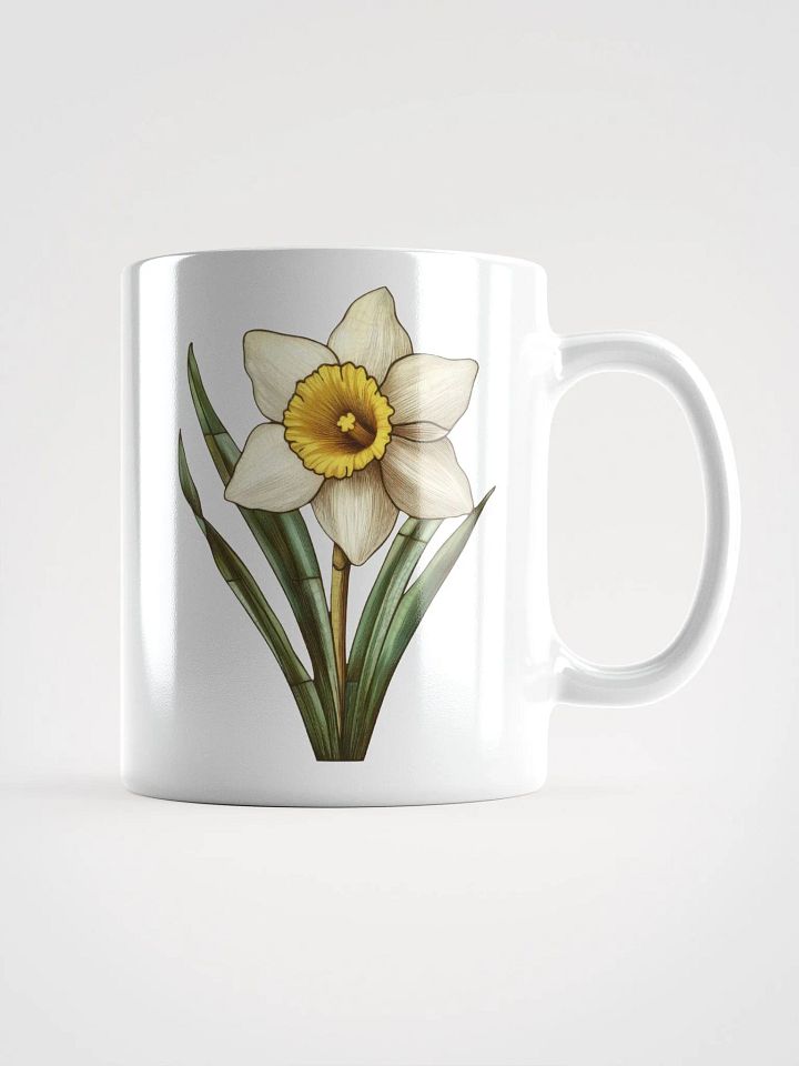 Stained Glass Daffodil White Glossy Mug product image (1)