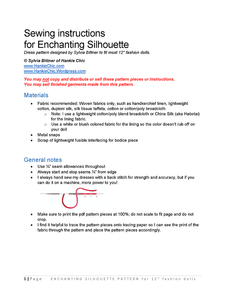 Enchanting Silhouette sewing pattern for 12" fashion dolls product image (2)