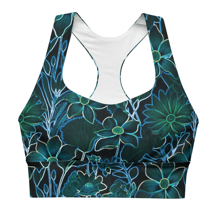 Trippy Floral Teal/All-Over Print Longline Sports Bra by Sublicolor product image (1)
