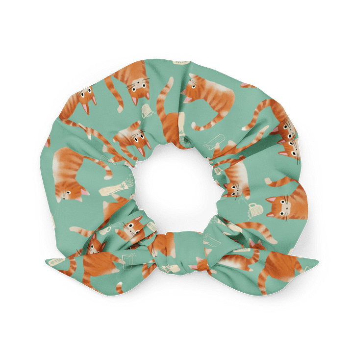 Orange Tabby Cats Knocking Stuff Over Patterned Scrunchie product image (1)