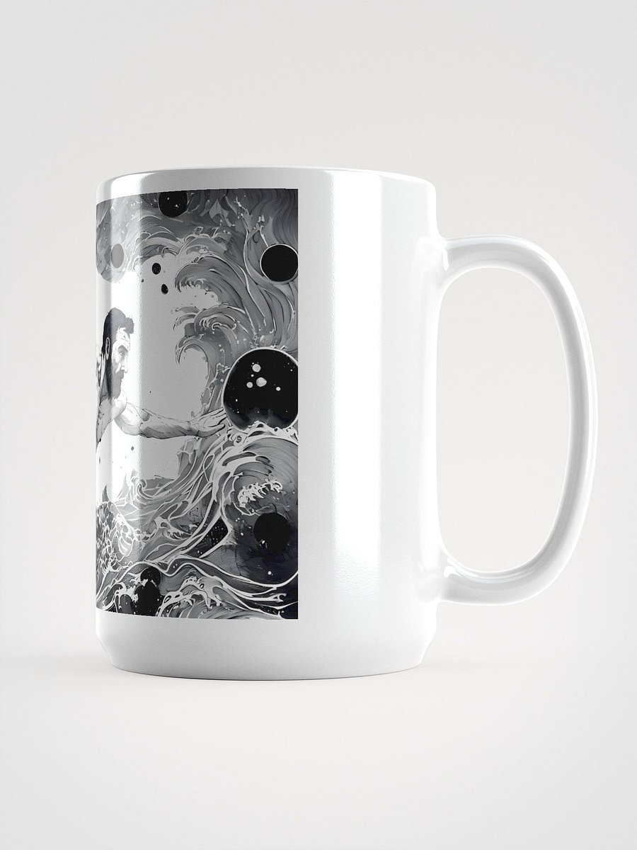 Monochrome Maritime Adventure: Black & White Waves Glossy Mug product image (1)