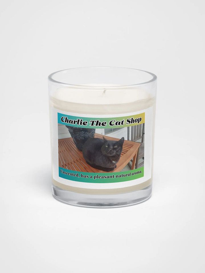 Charlie The Cat Soy Wax Candle In A Clear Glass Jar product image (1)