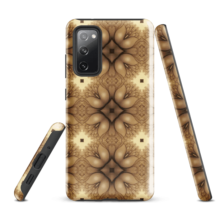 Tough Phone Case for Samsung® - Brown and Beige Geometric Abstract Tulip Floral Pattern product image (1)