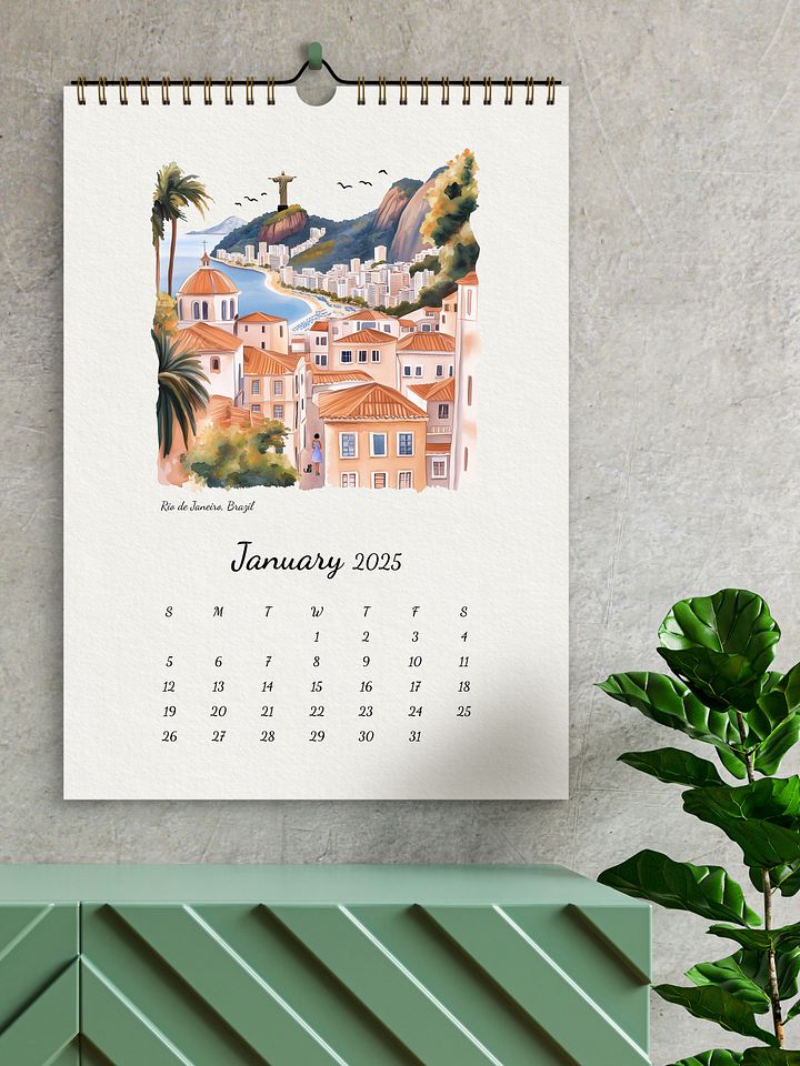 2025 Calendar | Minimal Watercolor Calendar For Travel Lovers | Wall Art | Minimal Digital Art | City Illustration | Home Decor | Gift Idea product image (2)
