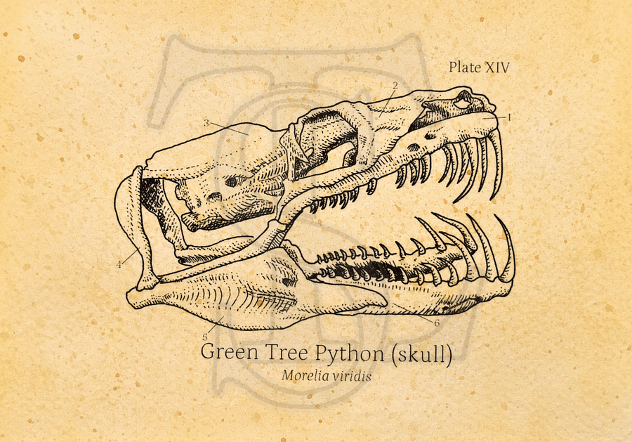 Green Python Skull Giclée print (hand watercolored) product image (1)