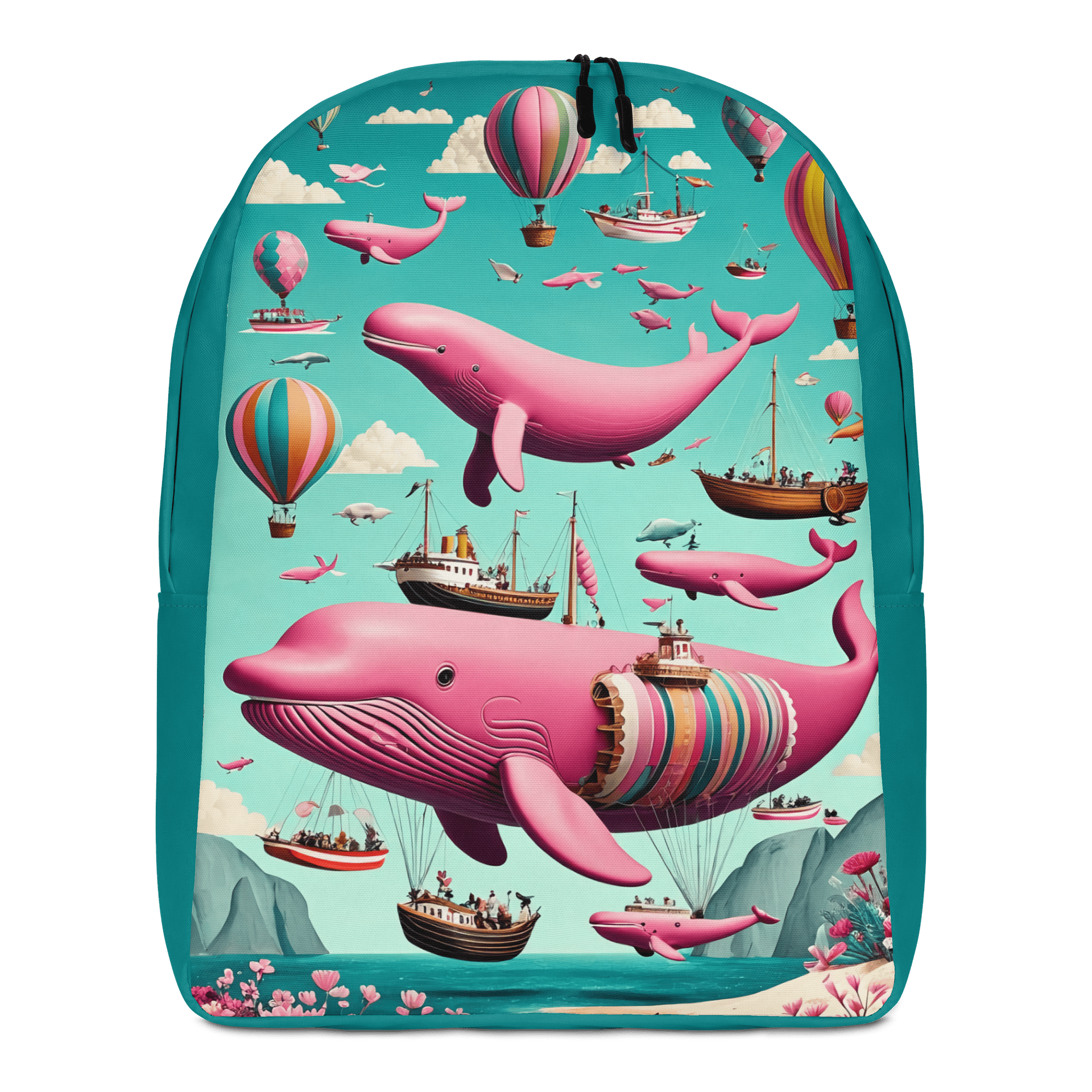 Flying Pink Whales with 15 Inch Laptop Pocket Backpack product image (1)