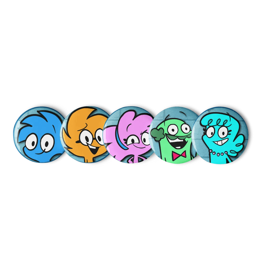 Cartoon Safety Pin Buttons Set 1 product image (2)