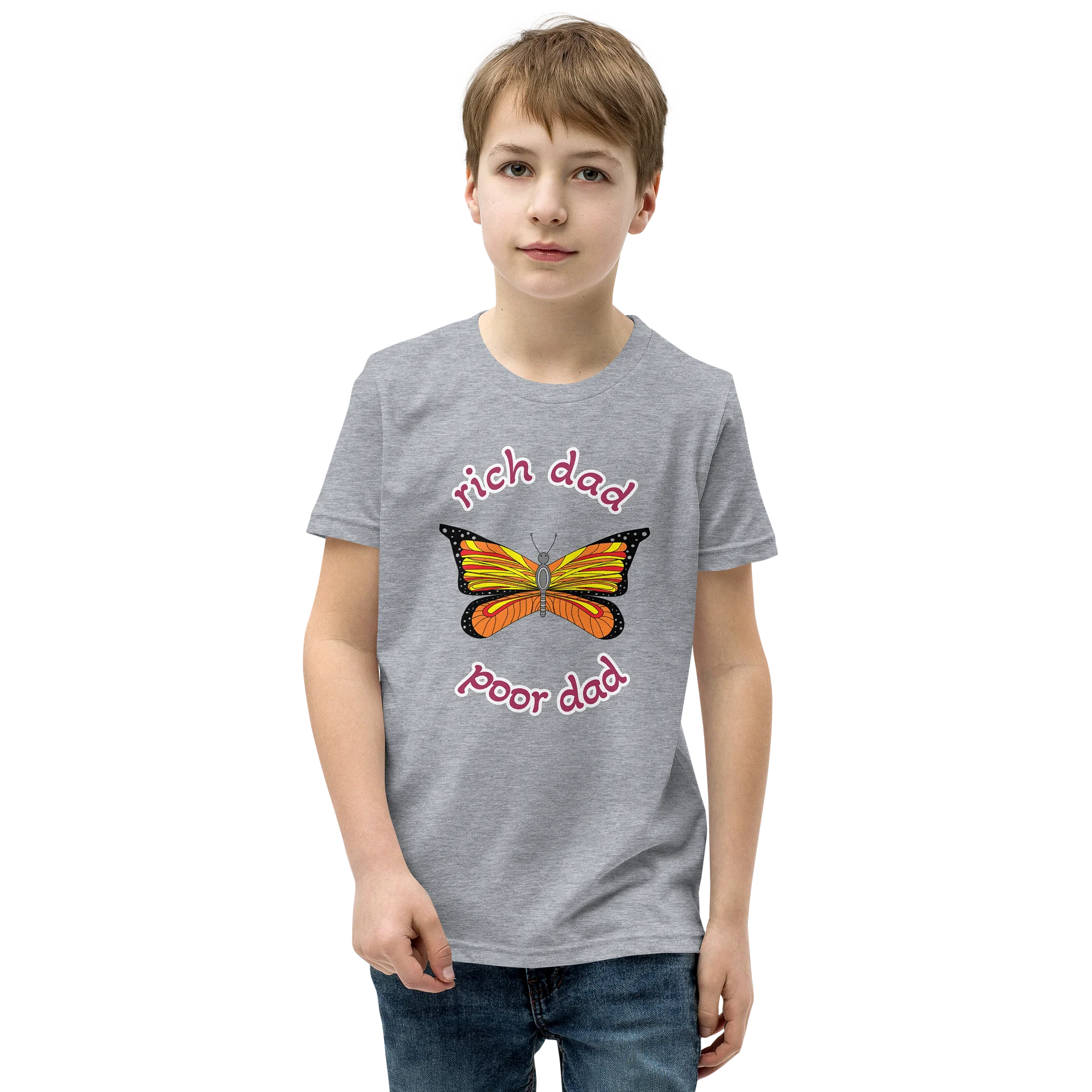 Colorful Butterfly 'Rich Dad Poor Dad' Youth T-Shirt product image (1)