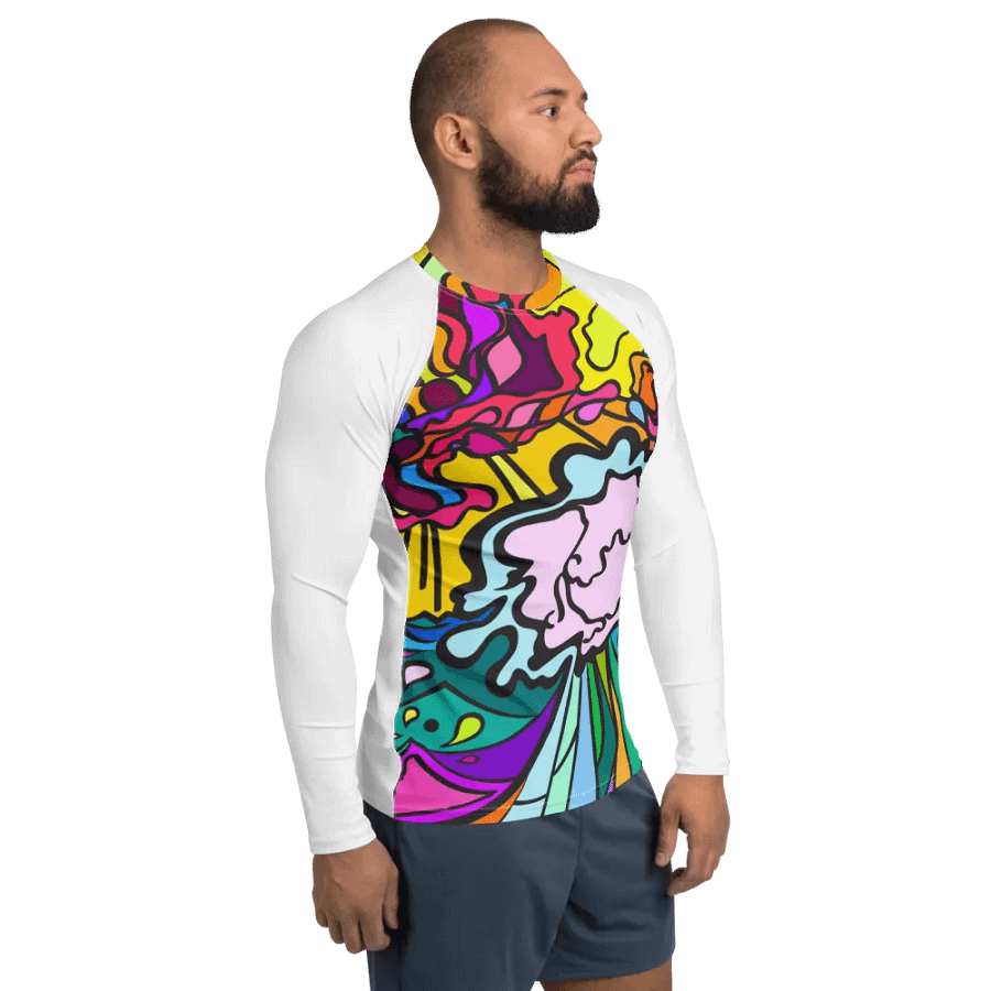 Vibrant Swirls Men's Rash Guard - Wave at Sunset product image (4)
