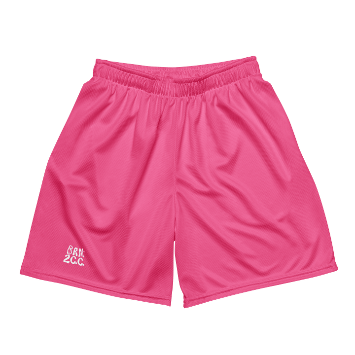 Women's | BRN.2C.C.™ Mesh Shorts | Coastal Cool Meets Sporty Style | Recycled Unisex Activewear 🌊🔥| White Logo on Brilliant Rose product image (2)