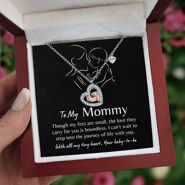 To My Mommy - Baby Feet Heart Necklace - Boundless Love product image (1)