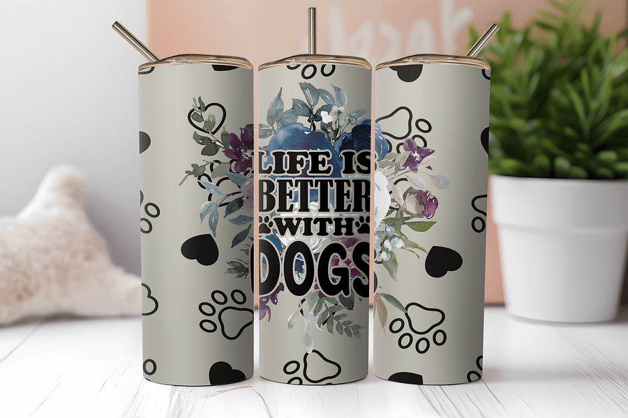 Floral Heart Dog Lover Tumbler product image (2)