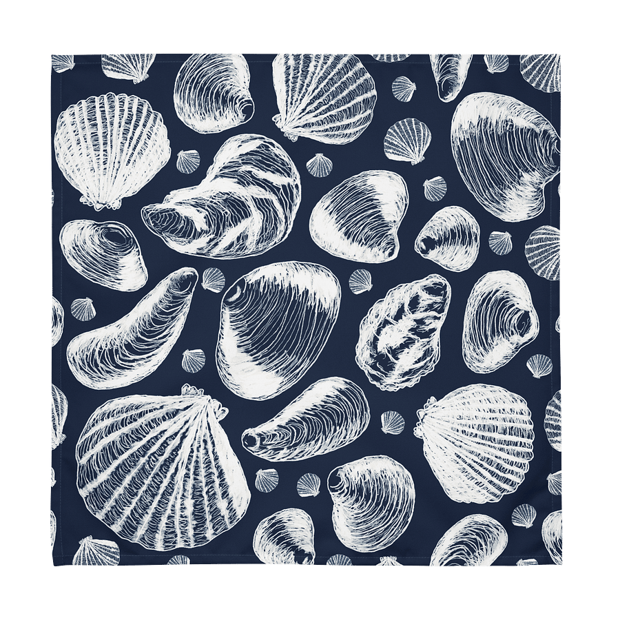 New England Tidal Treasures | Seashell Napkin Set | Monique Faella Designs™ | White on Dark Blue product image (9)