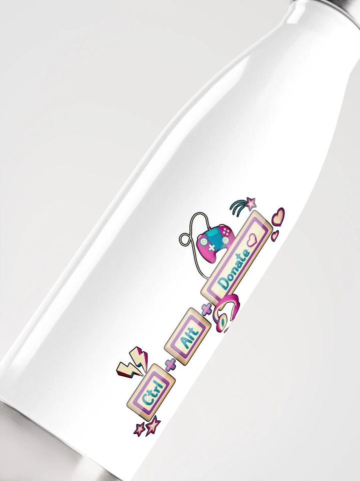 CTRL ALT Donate 2025 - Metal Water Bottle (Sepia/Magenta Logo) product image (2)