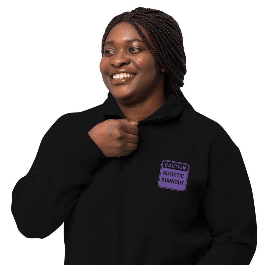 CAUTION: ASD BURNOUT (purple outline) embroidered quarter zip product image (3)