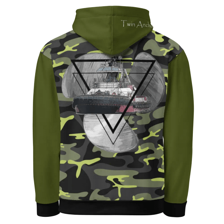 Green & Camouflage Three blade prop triangle Athena tug Hoodie product image (1)