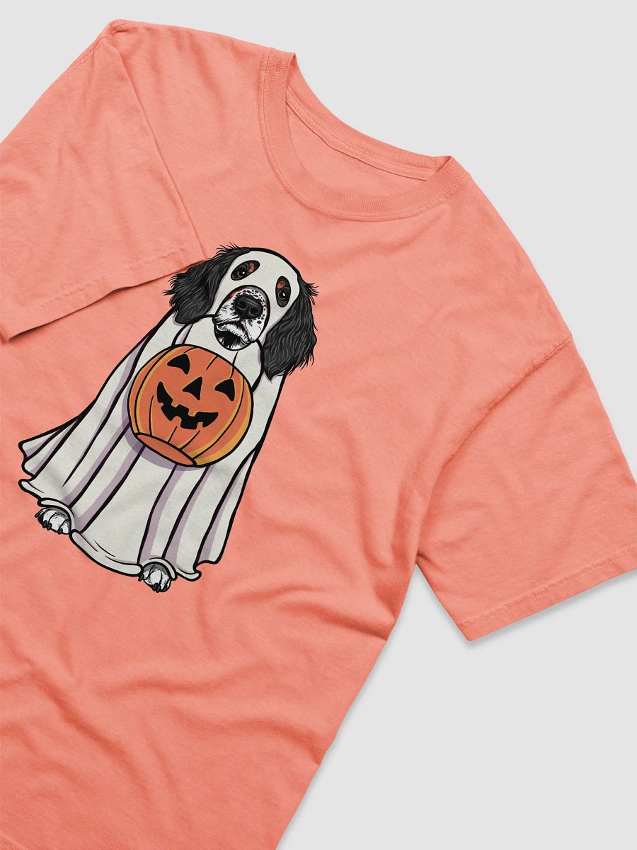 Funny Halloween Springer Spaniel(Tricolor) T-Shirt | Funny Springer Spaniel Wearing a Ghost Costume and Holding a Pumpkin Basket product image (24)