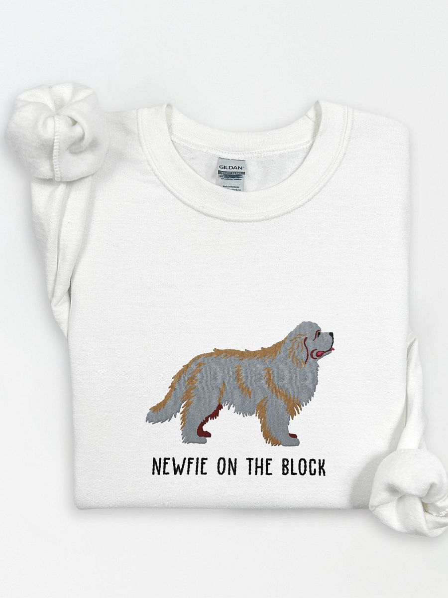Newfie on the Block Sweatshirt (Embroidered) of a Newfoundland(Blue) product image (1)