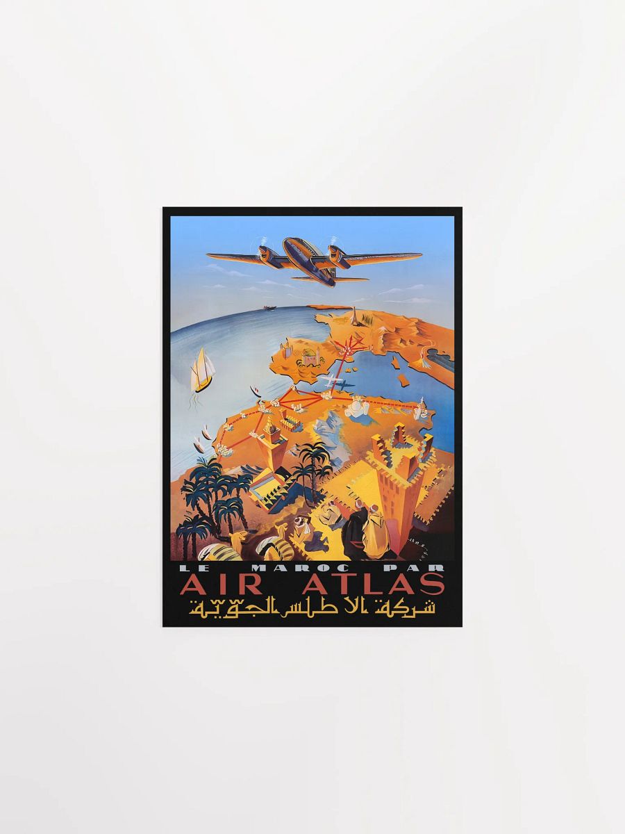 Morocco, Air Atlas, 1951 (Very Rare poster, Enhanced) — retro travel poster, vintage travel print product image (7)